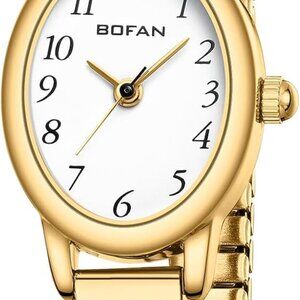 Small Gold Watches for Women Easy Read Ladies Quartz Wrist Watch with Stainless